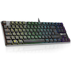 KLIM Dash TKL – Mechanische Tastatur mit roten Schaltern für Professionelle Anwender und Gamer - QWERTZ - Kompakt TKL Tastatur ohne nummernblock + RGB Farben und Beständiger Metallrahmen