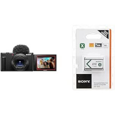 Sony ZV-1II Vlog Camera, Digital Camera (Wide Angle Zoom Lens, Adjustable Display for Vlogging, 4K Video, Multidirectional Microphone) + Additional Battery
