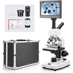 Vabiooth Laboratory Constant Temperature Monocular Microscope with 40X-2500X Magnification and 5MP 7-Inch LCD Screen, Adjustable Thermostatic Mechanical Stage, Suitable for Agriculture