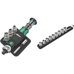 Wera Zyklop Pocket Set 2 05004281001 8009 Ratchet Set 18 Pieces & 05003973001 Zyklop Socket Spanner Inserts Belt B 4, 3/8 Inch Drive, 9 Pieces