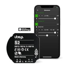 ubisys Zigbee Switch Actuator S2: Zigbee Switch for Retrofitting | Up to 2 x 500VA Switching | For Intelligent Lighting in Your Smart Home