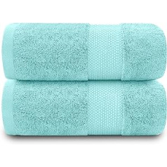 GC GAVENO CAVAILIA Extra Large Bath Towel 2 Piece 700gsm Hotel Quality Egyptian Cotton Extra Large Towels 100x180cm Extra Soft Bath Towel - Turquoise