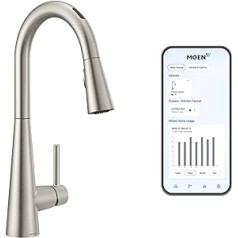 Moen Moen Smart 7864EVSRS Sleek U Pull-Out Kitchen Tap with Voice Control and MotionSense, Stain-Resistant, Stainless Steel