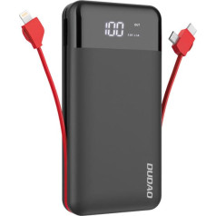Dudao Powerbank 20000mAh K1Pro ar iebūvētu microUSB USB-C Lightning kabeli melns