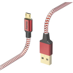 Hama 00178288 Reflective Charging/Data Cable, Micro-USB 1.5m Red