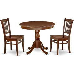 East West Furniture Wooden Dining Table 2 Great Dining Chairs - A Wonderful Wooden Table - Wooden Seat and Mahogany Kitchen Table