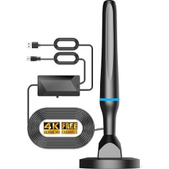 DVBT2 Antenna, Indoor Antenna DVB-T & DVB-T2 Antennas with Amplifier, Long Range and 360° Reception, Indoor Antenna for TVs with Strong Magnetic Base, Suitable for 4K 1080p and All TVs