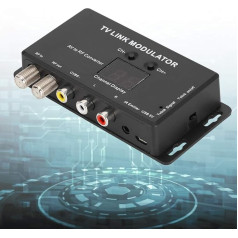 AV to RF Converter, TV Link Modulator IR Extender, UHF Modulator with Adjustable Audio/Video Output Level, Compatible with Set Top Box, A/V Sources