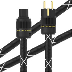 Monosaudio Hi End Audiophil Power Cable 2 m / 6.6 ft Copper Shielding, 2-Pin HiFi OFC Socket Power Cable AC IEC C15 16 mm EU Schuko Plug IEC C15 for DVD/Amplifier/Decoder/Subwoofer/AMP