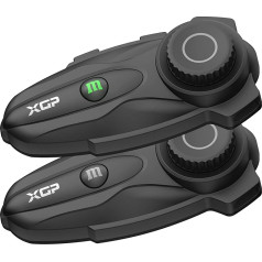 XGP X10 Mesh 10 Person Motorcycle Bluetooth Headset V5.3, 3000 m Motorcycle Helmet Bluetooth Communication System with Audio Multitasking, Motorcycle Intercom with HiFi Speakers, Twin Pack