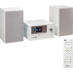 MEDION P85003 Micro Audio System Compact System (Internet Radio, DAB+, PLL FM Radio, Bluetooth, USB Port, AUX, 2 x 150 W) White