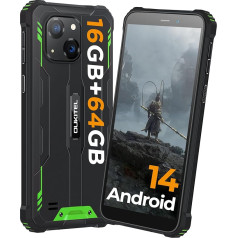 OUKITEL G2 Android 14 Outdoor Mobile Phone Without Contract, 6 Inch HD+ Octa-Core Smartphone, 16GB + 64GB Smartphone 4G, 6300mAh Battery, IP68 Waterproof, 5+13MP Camera, Dual SIM, OTG Green