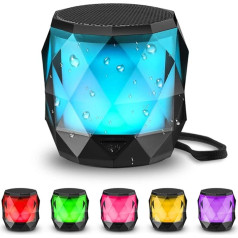 LFS klein Bluetooth Lautsprecher mit Licht, Mini Tragbarer Bluetooth Box wasserdicht, Freisprechfunktion für Phone, Kabelloser Lautsprecher für iPhone, Galaxy usw