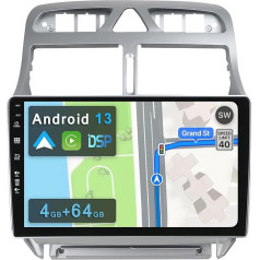 YUNTX [4GB + 64GB] Android 13 Car Radio for Peugeot 307 SW CC (2002-2013)-[Integrated CarPlay/Android Car/DSP/GPS]-9 Inch IPS CAM + MIC-DAB/Steering Wheel Control/Mirror Link/Bluetooth 5.0/360