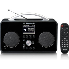 Lenco PIR-645 - Portable Internet Radio - WiFi - DAB+ and FM Receiver - Bluetooth - 2.6 Inch TFT Screen - 4 Memory Buttons - Alarm Function - WiFi Streaming - 4400 mAh Battery - Black