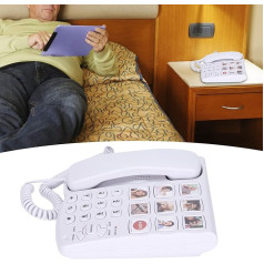 Large Image Button Landline Phone for Elderly People with Dementia, LD-858HF Landline Phone with Large Image Button and Enhanced Photo Memory, Corded Landline for Elderly