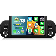 CAMECHO Android 13 DAB+ Sat Nav Car Radio for Fiat Panda 2013-2020, 6.2 Inch [1+32G] Bluetooth Radio with WiFi GPS Mirror Link FM/RDS Steering Wheel Control Support Reversing Camera + Canbus