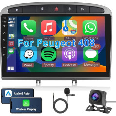 Hodozzy Android Car Radio for Peugeot 308 408 2007-2015 Carplay Android Car, Radio 9 Inch Touchscreen Radio Bluetooth HiFi GPS Navigation WiFi Mirror Link FM RDS Camera 2 DIN Screen for Peugeot