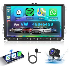 Hodozzy 4GB + 64GB Android Car Radio for VW Golf 5 6 Passat B6 B7 Jetta Polo Touran Caddy Sharan Seat 9 Inch Touchscreen with Carplay Android Car Navigation WiFi Bluetooth FM/RDS DSP Canbus Reversing