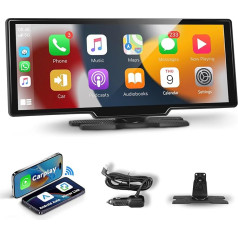 Hodozzy Portable Car Radio Wireless Carplay Android Car, 10.26 Inch IPS Touchscreen Screen, Portable Car Radio with Carplay, Bluetooth, Mirrorlink, FM Transmitter, TF/AUX Display for Car