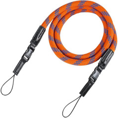 Hama Camera Strap with Quick Release (Braided Shoulder Strap, Neck Strap, 120 cm Length, Nylon, Universal Shoulder Strap for SLR, DSLR, Compact Camera and System Camera, Retro) Orange/Blue