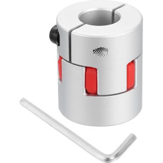 sourcing map D30 L35 8 mm bis 14 mm flexible Pflaumenschaftkupplung, Aluminium-Motoranschluss, flexible Spinnenkupplung für 3D-Drucker, CNC-Maschine und Servo-Schrittmotor (silberfarben/rot)