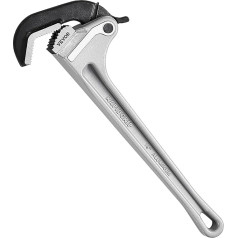 VEVOR Straight Aluminum Pipe Wrench 457.2mm Automatic Jaw Adjustment Adjustable Plumbing Wrench Ergonomic Handle Hanging Design Pipe Wrench for Water Pipes Car Repairs