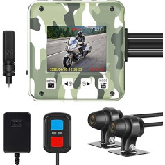 VSYSTO 2 Inch Mini Version Recorder Dual 1080P Front and Back Camera Motorcycle Recorder WiFi Night Vision Split Screen Display GPS Loop Recording Waterproof