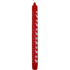 Ebersbacher Kerzenfabrik GmbH Advent Calendar Candle Snowflake and Elk Red with White Print Approx. (Diameter x Height) 22 x 250 mm