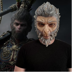 Acxilexy Halloween Mask, Realistic Wukong Mask, Wukong Latex Monkey King Mask, Monkey King Mask, Realistic Funny Animal Monkey Mask for Adults, Costume Halloween Party