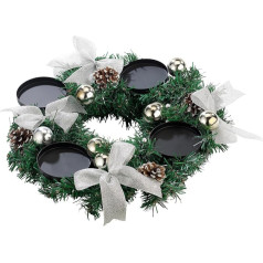 Britesta Advent Wreath Decoration: Advent Wreath with Silver-Coloured Jewellery, Diameter 30 cm (Christmas Wreath Decoration, Christmas Decoration Wreath, Christmas)