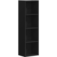 Panana 4-Tier Bookcase, Slim Bookcase, Cube Shelf, Modern Open Shelf, Storage Shelves and Display Shelves for Living Room, Home Office, Bedroom (Black, 4-Tier)