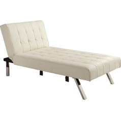 Dhp Furniture DHP Emily Futon-Sofa mit Chaiseliege, Kunstleder, Schwarz Chaiseliege Chaise Lounger Vanille-Kunstleder