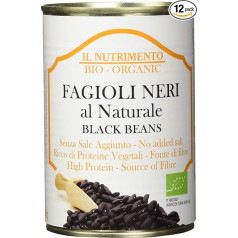 IL NUTRIMENTO Black Beans - Without Salt Pack of 12 (12 x 400 g)