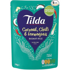 Tilda Basmati Rice Steamed with Coconut, Chilli and Lemongrass - Pack of 6 (6 x 250 g)