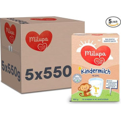 Milupa Milumil Children's Milk 1+, from 1 Year, 5 x 550 g Powder, For Toddlers in the Growth Stage, Accompanies Natural Development