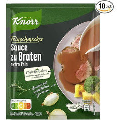 Knorr Feinschmecker Sauce zu Braten extra fein leckere braune Soße ohne geschmacksverstärkende Zusatzstoffe und Farbstoffe 250 ml 1 Stück (Packung mit 10)