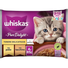 Whiskas Pure Delight Wet Cat Food Boy Bird Selection in Jelly 13 x 4 x 85g Bags
