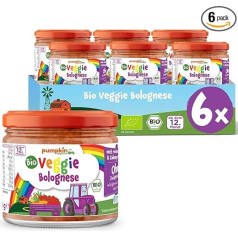 Pumpkin Organics Organic Veggie Bolognese 6 x 250 g for Children from 12 Months - Pasta Sauce without Additives, Rich in Vegetables - Ideal for the Whole Family