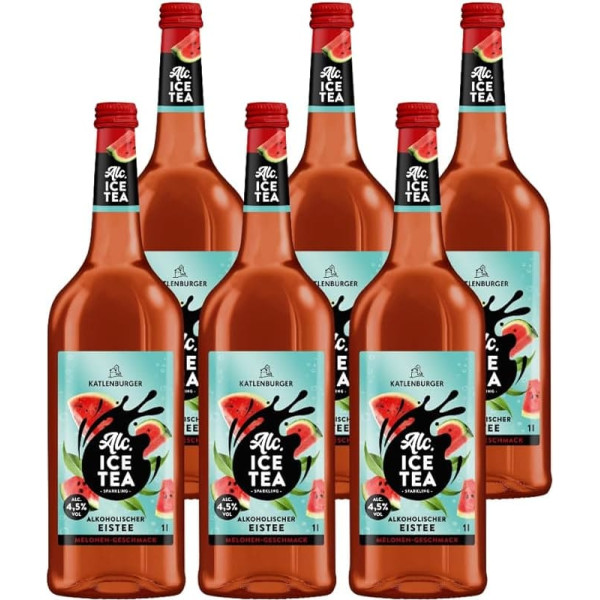 KATLENBURGER - Alc. Ice Tea Melone | Sommerlicher, leicht alkoholischer Longdrink mit Kohlensäure und fruchtigem Melonen Geschmack. Inhalt: 6x 1l mit 4,5% vol.