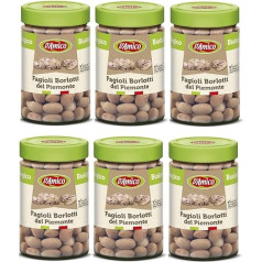 D'Amico Fagioli Borlotti del Piemonte Organic Borlotti Beans from Piedmont Cooked Beans from Italy 310 g Pack of 6