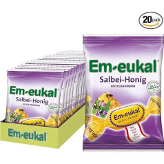 Em-eukal Cough Drops Sage Honey with Vitamin C, Sugary & Lactose Free, (20 x 75g)