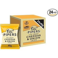 Pipers Crisps Lye Cross Cheddar & Onion 40g (Pack of 24)