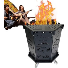 Portable Stove for Camping, Camping Backpack Stove, BBQ Foldable Camping Stove Backpack Burner - Lightweight Backpack Camping Burner Camp Fire Stand for Trips, Picnic and Outdoor Use, black, See