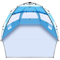 CIXMUS Quick Up Beach Shelter, 3-4 Person Beach Tent, UV Protection 50+, Sun Protection, Wind Protection with Expandable Base, Sun Tent, Automatic Portable for Family, Camping, Garden, Beach (Light