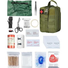 KOSIBATE IFAK Trauma First Aid Kit Molle Medical Bag Survival Emergency Equipment for Car, Home, Travel, Hiking (Green)