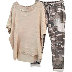 Damen Zweiteilige Outfits, Bluse Tshirt und Lange Hosen, Hose Anzug Baggy Casual Hausanzug Rundhalsausschnitt Kurzen Ärmeln Jogginganzug Luftige Leicht Sport Set Bedruckte Y2K Sport