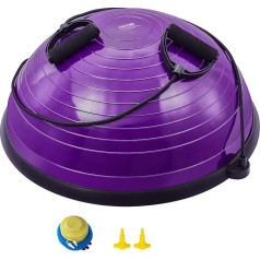 VEVOR Half Gym Ball Trainer, 23 Inch Balance Ball Trainer, 660 lbs Stability Ball, Yoga Ball with Resistance Bands and Foot Pump, Strength Fitness Ball for Home Gym, Full Body Workout