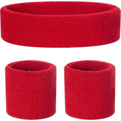 ONUPGO Kids Sweatbands Headband Bracelet Set - Athletic Cotton Sweatband for Sports (1 Headband + 2 Bracelets)