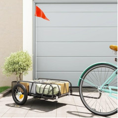 Bicycle Trailer for Loads, Black, 122 x 53 x 31 cm, Iron, CIADAZ Bicycle Trailer, Load Trailer, Hand Cart, Bicycle Load Trailer, Cargo Bike